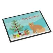 18 x 27 in. Selkirk Rex Cat Merry Christmas Indoor or Outdoor Mat