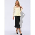 thumbnail image 3 of DARING DIVA Lace Peplum Round Neck Elegant Blouse M Apricot, 3 of 6