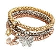 thumbnail image 2 of Pulseras para mujer, regalos para mujer, pulseras multicapa - 3 piezas de oro, plata y oro rosa, pulsera de cadena de maíz para mujer, pulsera elástica en forma de corazón, pulseras de moda, 2 of 5