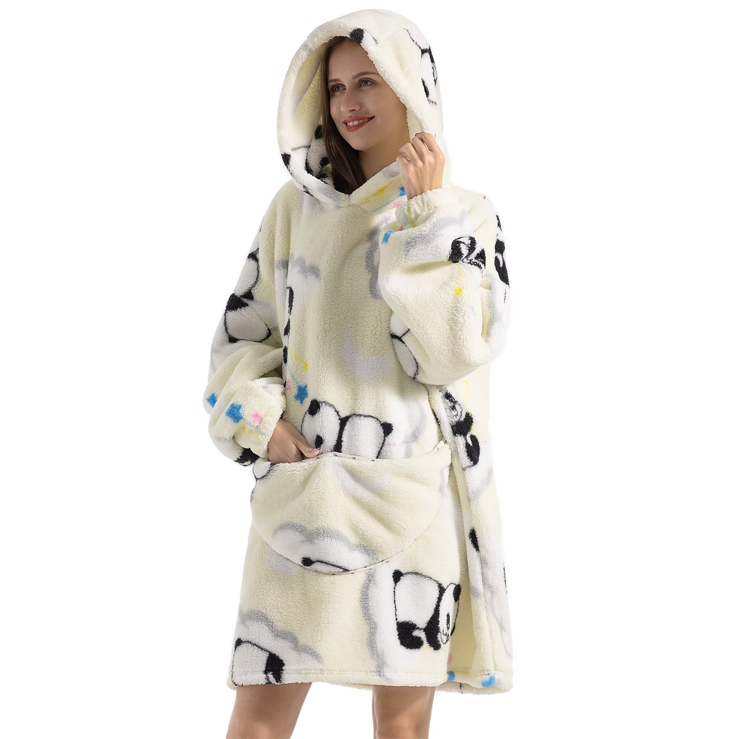 Msrlassn Hoodie Blanket for Women Adults Wearable Hooded Sweatshirt Pullover, Wearable Blanket Hoodie Super Soft Warm Cosy Sweatshirt with Big Pocket