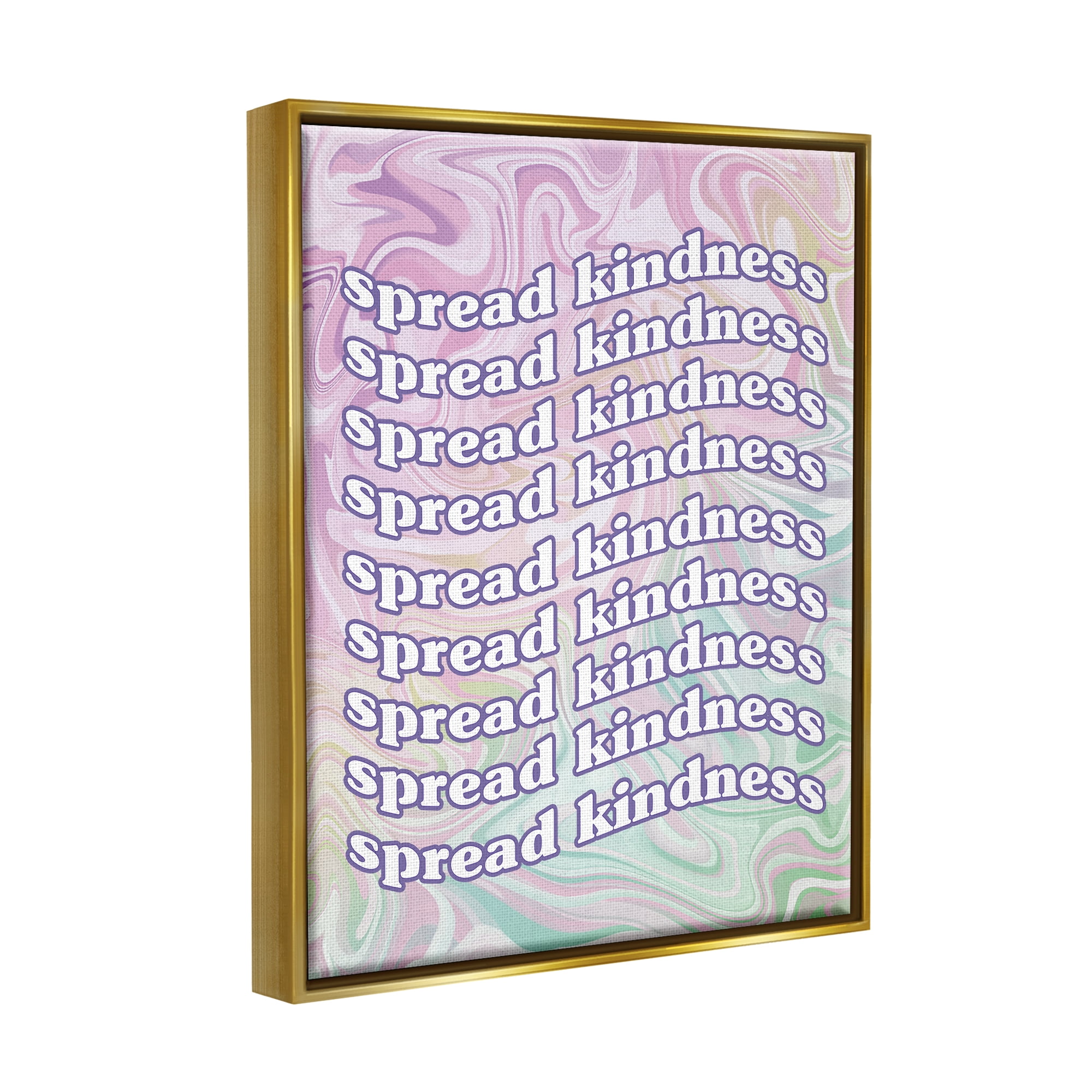 Stupell Industries Spread Kindness Pastel Pattern Inspirational Painting Gold Floater Framed Art Print Wall Art