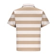 thumbnail image 4 of Men's Big and Tall Short Sleeve Striped Polo Shirt, Classic Blue White Nautical Stripe Casual Top, Breathable Comfort Fit for Daily & Golf Wear, Sizes M-4XL Khaki, 4 of 5