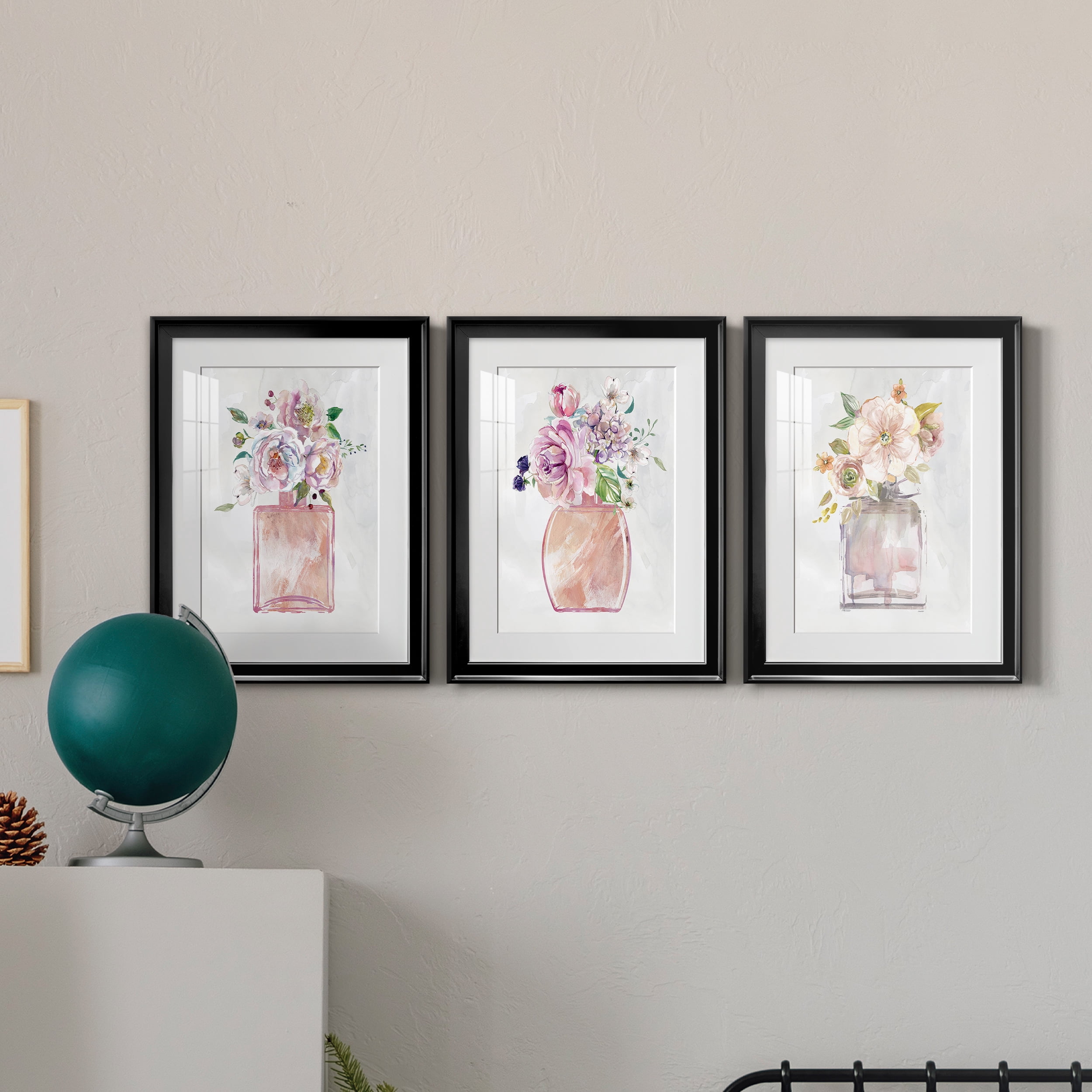 Fragrance of Summer I Premium Framed Prints Set of 3 - Ready to Hang - 18 x 24 Each - Black Frame