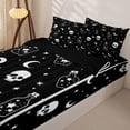 thumbnail image 3 of Homewish Halloween Skull Silhouette Zipper Twin Comforter Sets with Fitted Sheet and 2 Pillowcases for Kids, Black White Star Moon Zipper Bedding Set, Black Reversible, 4 Pieces, 3 of 6