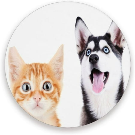 

BESTKITTY Drink Coasters Set of 4 Ceramic Stone Coasters with Cork Base Protect Furniture from Dirty and Scratched Stone Coasters Mats Suitable for Kinds of Mugs and Cups - Cute Animal Cat Dog