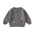 thumbnail image 2 of YunPes Girls Knit Cardigan Cartoon Dog Embroidery Full Zip Sweaters Jacket Kids Soft Cute Knitwear Tops Fall Winter Outerwear, 2 of 5
