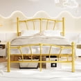 thumbnail image 1 of Full Size Bed Frame, Heart Shaped Metal Bed Frame with Headboard and Footboard, Platform Bed Frame with Sturdy Slat Support, Underbed Storage Space, No Box Spring Needed, Gold, 1 of 1