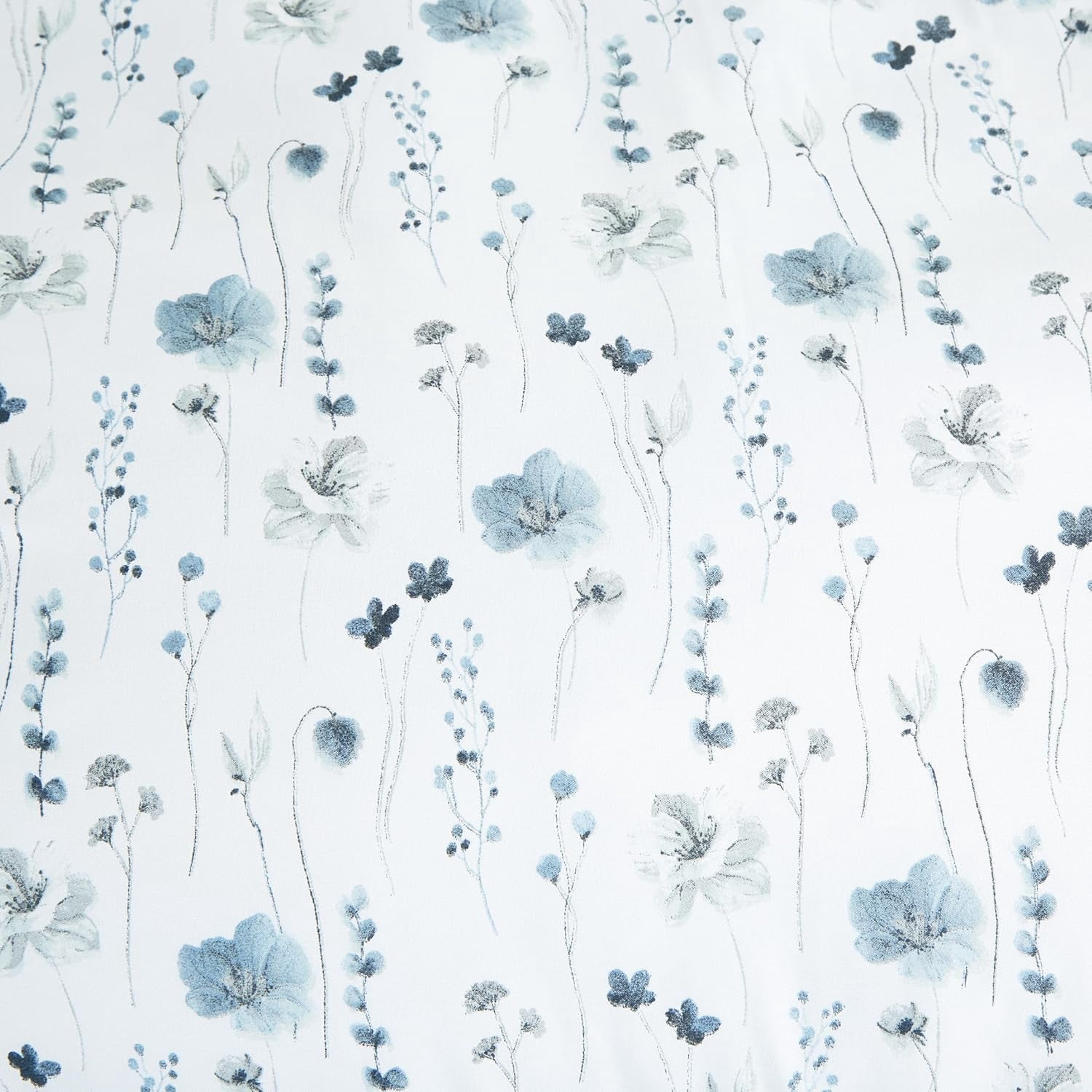 Chezmoi Collection Fran 3-Piece Boho Floral Comforter Set, Queen, Blue White Poppy Flower Printed Microfiber Lightweight Bedding Set