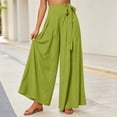 thumbnail image 6 of Lenpel Womens Wide Leg Pants Fashion Pleated Tie Front High Waist Palazzo Culottes Casual Beach Vacation Outfits, 6 of 6