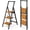 Black & Wood Grain, variant on 3 Step Ladder, Ladders for Home, Anti-Slip Pedals, Aluminum Step Stool Foldable, Lightweight to Move, Ease of Storage, Reach 8ft for Closet Kitchen Library, Hold 300lbs - Black
