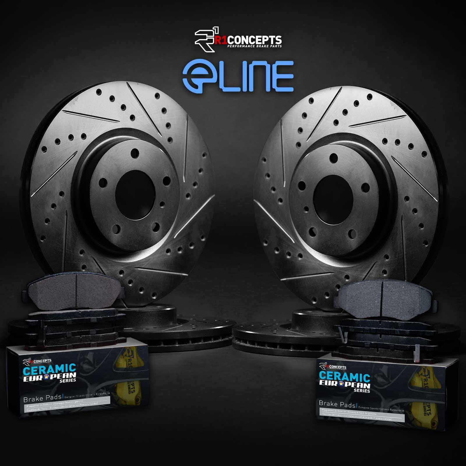 R1 Concepts Front Rear Brakes and Rotors Kit |Front Rear Brake pads| Brake Rotors and Pads| Euro Ceramic Brake Pads and Rotors WHTN2-73006