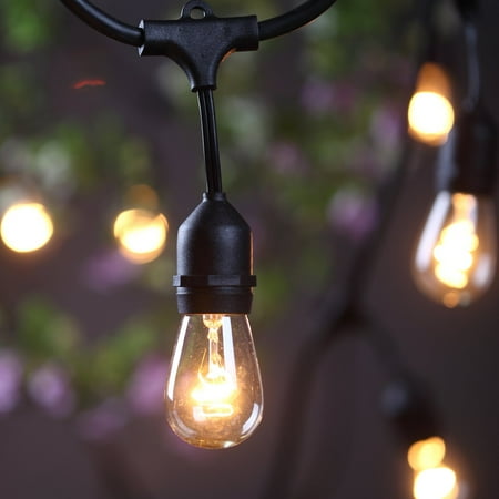 Outdoor Commercial String Lights Amlight 24 Ft Heavy Duty Outdoor Commercial String Lights Amlight 24 Ft Heavy Duty Weatherproof Lighting Strands 14 Gauge Black Cable With 12 Hanging Sockets 18 Bulbs Perfect