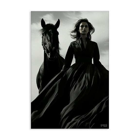 Stupell Industries Trendy Woman with Horse People Painting Wrapped Canvas Art Print Wall Art, 16 x 24