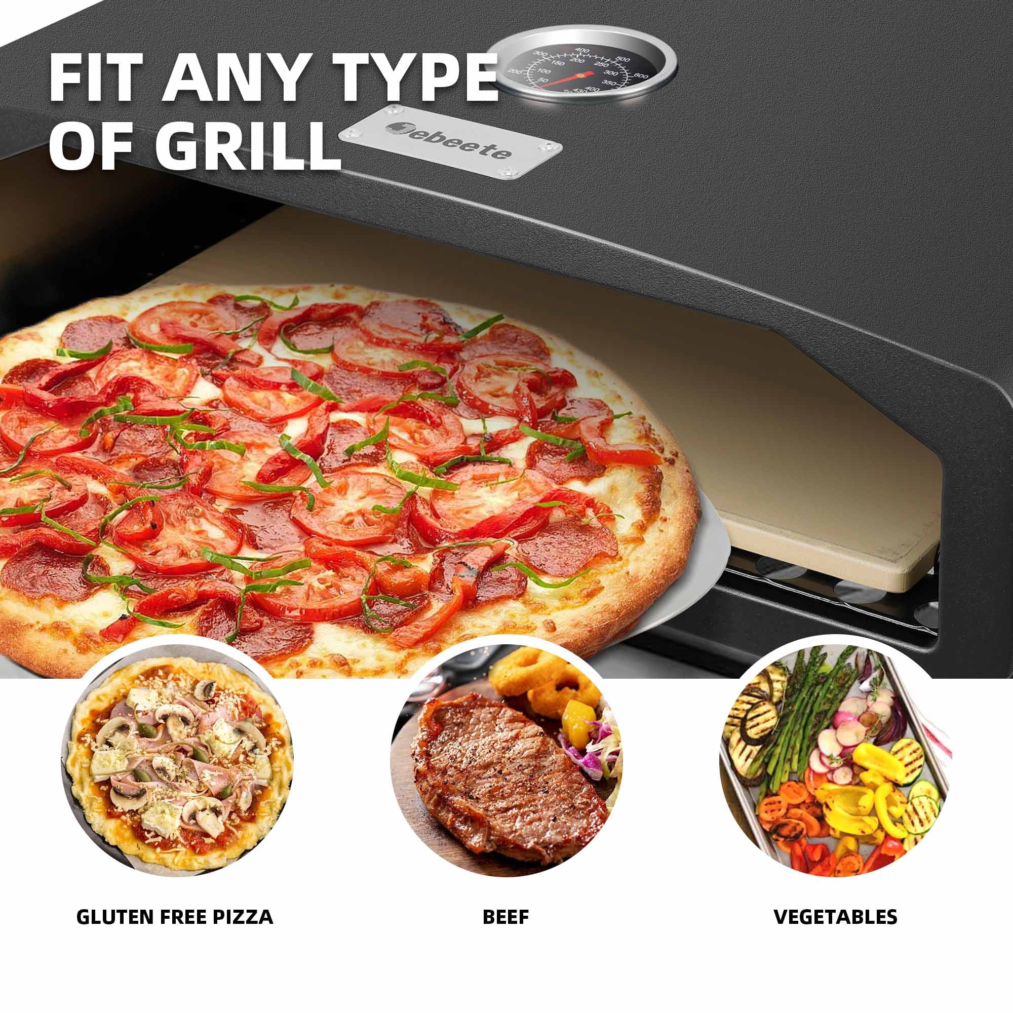 ATR ART to REAL Portable Charcoal Pizza Oven, 15.7" Grill Top Pizza Oven Outdoor