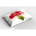 thumbnail image 2 of Ambesonne Flower Pillow Sham 2 Pack, Watercolor Tulip Bouquet, 26"x20", Pink Coral Green, 2 of 3