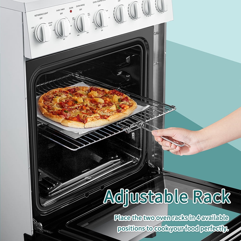 Lanbo 24 in 2.9 CU ft Freestanding Electric Range with Rotisserie and True Convection Oven and Timer