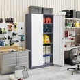 thumbnail image 2 of INTERGREAT Metal Storage Cabinet Doors, 72" Locking Steel Storage Cabinet with Shelves, Tall Lockable Steel Cabinets for Home Office, Garage(New Grey), 2 of 16