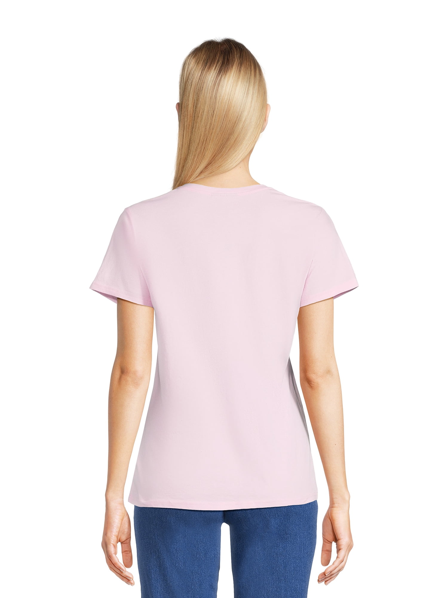 RealSize Women's V-Neck Graphic Tee with Short Sleeves, Sizes XS-3XL
