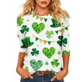 thumbnail image 2 of BEFOKA Women'S T-Shirts 3/4 Long Sleeve St Patricks Day Crewneck Sweatshirt Irish Shamrock Printed Pullover Sweatshirt Cute Tops Casual Blouse Tops Green Graphic Plus Size Shirt Vacation Tees Gift, 2 of 6