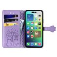 thumbnail image 4 of Conmpatible for iPhone 12 Pro Max Wallet Case with Card Holder, Lovely Cartoon Cat & Dog Animal Embossed Pattern PU Leather Flip Cover Kickstand Magnetic Clasp Shockproof Case, Purple, 4 of 5
