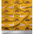thumbnail image 1 of Soimoi Gold polyester Crepe Fabric Swan & Moroccan Damask Print Fabric by Yard 52 Inch Wide, 1 of 1