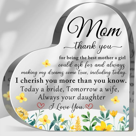 Wedding Gift for Mom from Bride Forever Your Daughter Sign Thank You Wedding Gift for Mom Acrylic Hearts Keepsake for Mother of The Bride