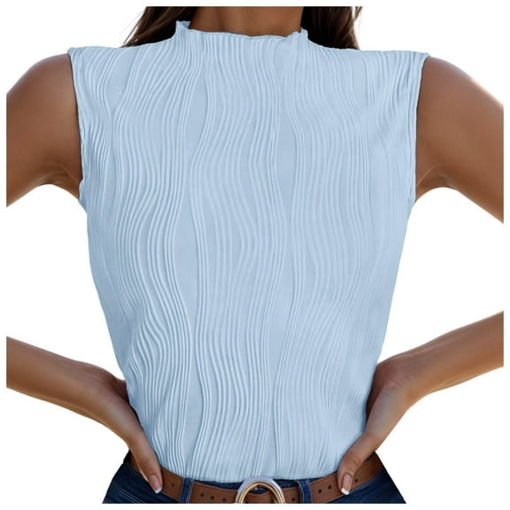 Essentials Womens Tank Tops Camisole Mock Neck Textured For Business Blouse Sleeveless Basic Casual Undershirt