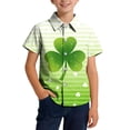 thumbnail image 3 of BiZtdJrK Boys Funny Graphic Shirts Novelty Shamrock Print Short Sleeve Button Down Shirt Lightweight Comfy Beach Summer Hawaiian Shirts St. Patrick's Day Tops Multicolor 130, 3 of 8