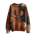 thumbnail image 6 of Kopltyrfg Halloween Sweater Men Stitched Print Spooky Pumpkin Face Sweatshirt Patchwork Vintage Big and Tall Hoodie Winter Holiday Costumes Saffron L, 6 of 6