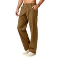 thumbnail image 3 of LONKITO Mens Pants with Pockets Relaxed Fit Cotton Bland Trousers Lightweight Casual Summer Beach Pants, 3 of 8