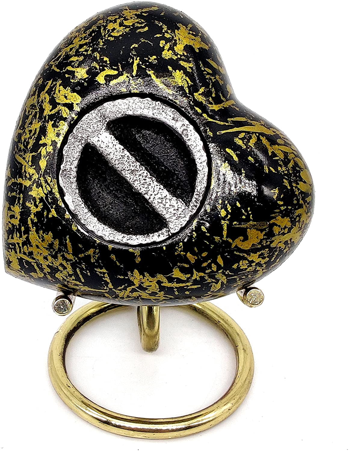5MOONSUN5's Handcrafted Heart Urn Keepsake Cremation Urn for Human pet Ashes Golden Urn Heart Shaped - Perfect for Adults & Infants Honor Your Loved One. Comes with Brass Stand & Premium Box