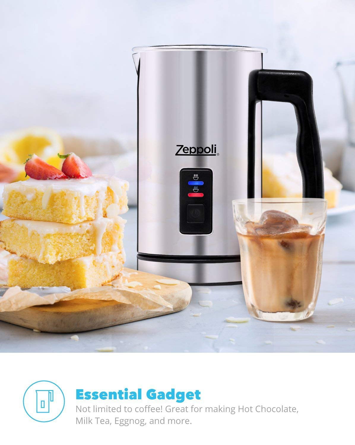 Zeppoli Milk Frother and Warmer - Automatic Milk Heater, Electric Milk  Steamer and Milk Foamer