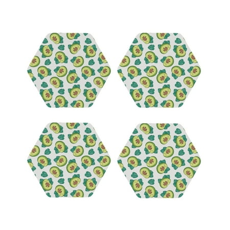 

Tideii Avocado Sleeping for Leather Coasters 4 Pieces Anti-fouling and Anti-scalding Decorative Coasters Suitable for Restaurants Kitchens Coffee Shops-Hexagon