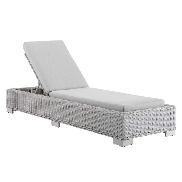 Modway Conway Sunbrella? Outdoor Patio Wicker Rattan Chaise Lounge in Light Gray Gray