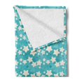 thumbnail image 2 of Stars Soft Flannel Fleece Throw Blanket, Modern Design Grunge Layout Shapes Pattern on Half Tone Dotted Backdrop, Cozy Plush for Indoor and Outdoor Use, 50" x 60", Eggshell and Seafoam, by Ambesonne, 2 of 5