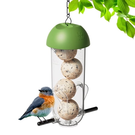 LONA-M4 Suet Balls Feeder with 2 Port,  Holds 4 Suet Balls for Small Birds with Quick-Refill Design