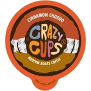 Crazy Cups Flavored Cinnamon Churro Single Serve Coffee for Keurig K-Cups Machines, Medium Roast in Recyclable Pods, 22 Count