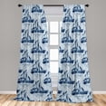 thumbnail image 4 of Ambesonne Marine Art Curtains, Vintage Sailing Boat, Pair of 28"x84", Pale Blue Indigo, 4 of 5