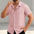 thumbnail image 2 of Tisuna Men'S Shirts Short Sleeve Button Down Moisture-Wicking Summer T-Shirts Mens Classic Collared Dress Shirts For Work Business Pink Size S, 2 of 4