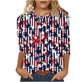 thumbnail image 2 of Xdegoge 4th Of July Tops for Women Patriotic Shirts USA American Flag Distressed Print Crewneck 3/4 Sleeve Casual Loose Fit Lightweight Summer Holiday Independence Day Graphic Tees, 2 of 5