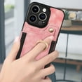 thumbnail image 6 of Allytech Wallet Cards Holder Case for Apple iPhone 16 Pro Max with Ring Holder, Premium PU Leather Retro Hand Wrist Stand Shockproof Compatible with Car Mount - Pink, 6 of 16