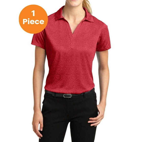 Sport-Tek LST660 Ladies Heather Contender Polo , Scarlet Heather, 4XL, Womens Activewear