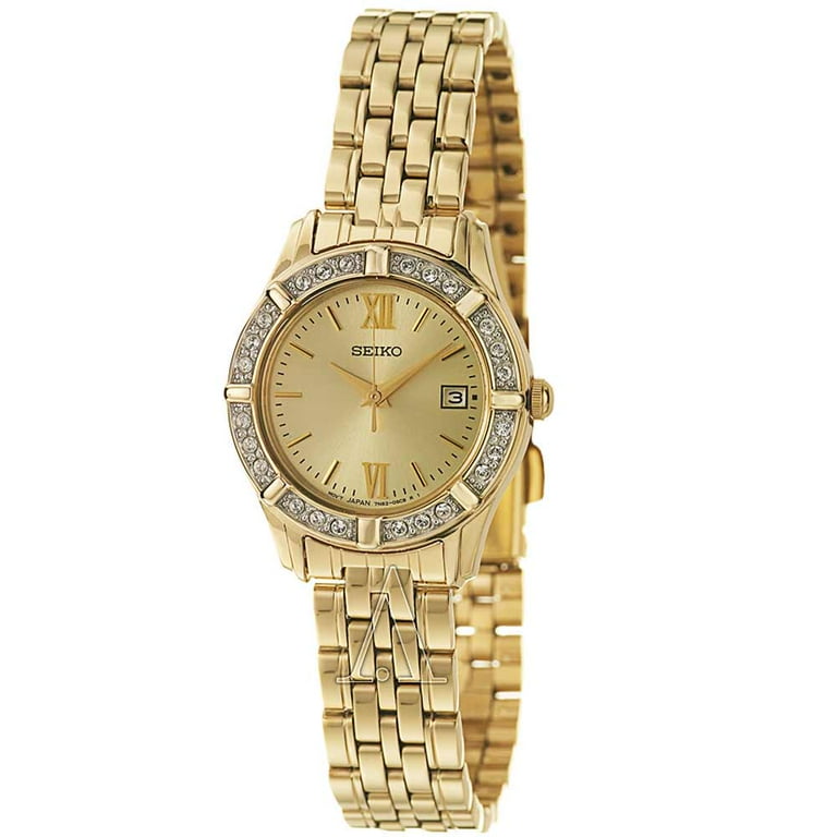 women's gold dress watch Peugeot Women's Small Dress Watch Brown Leather Strap main image 1