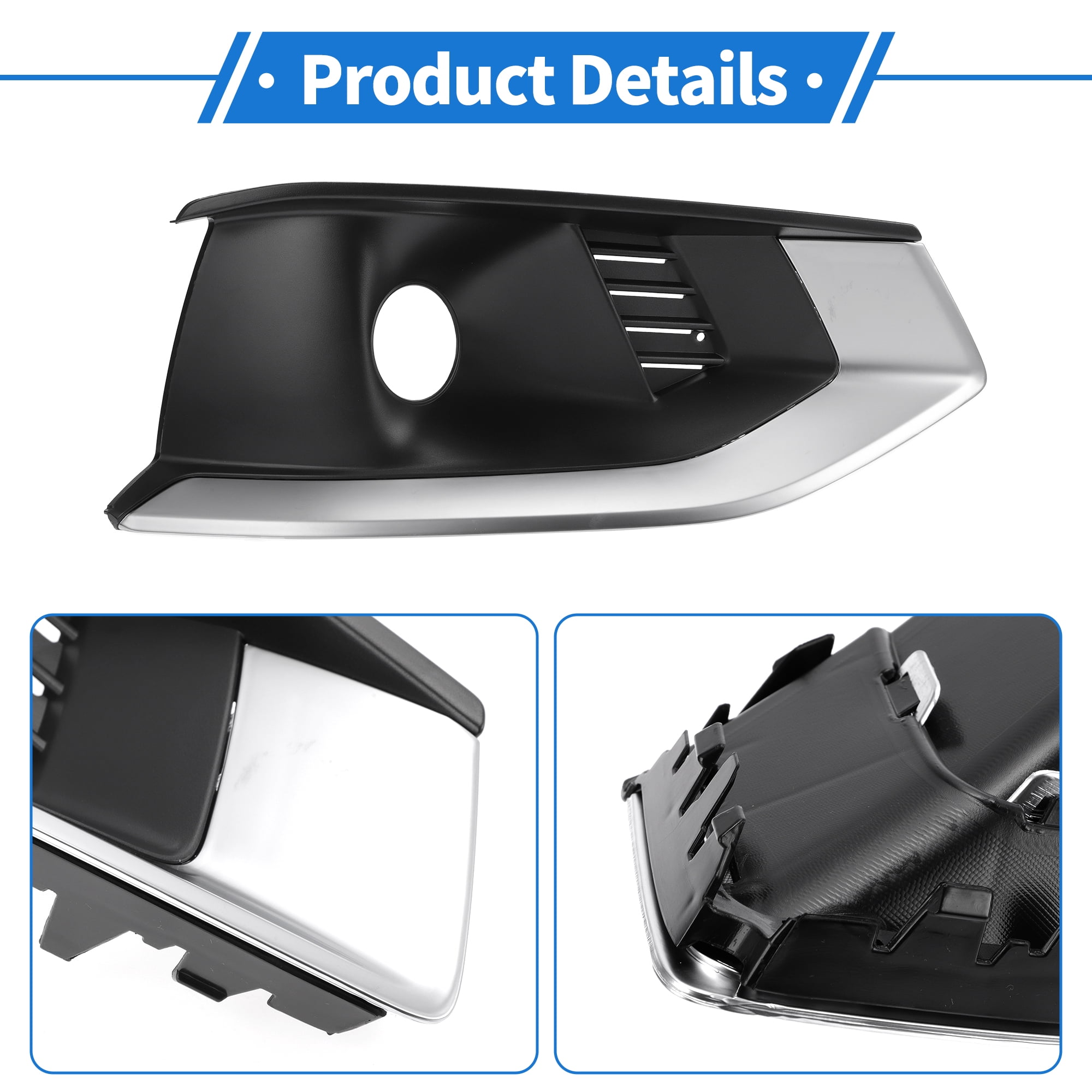 1pc Car Front Right Fog Light Grill for Audi A4L 2020-2022 No.8WD807681L ABS Black Silver Tone