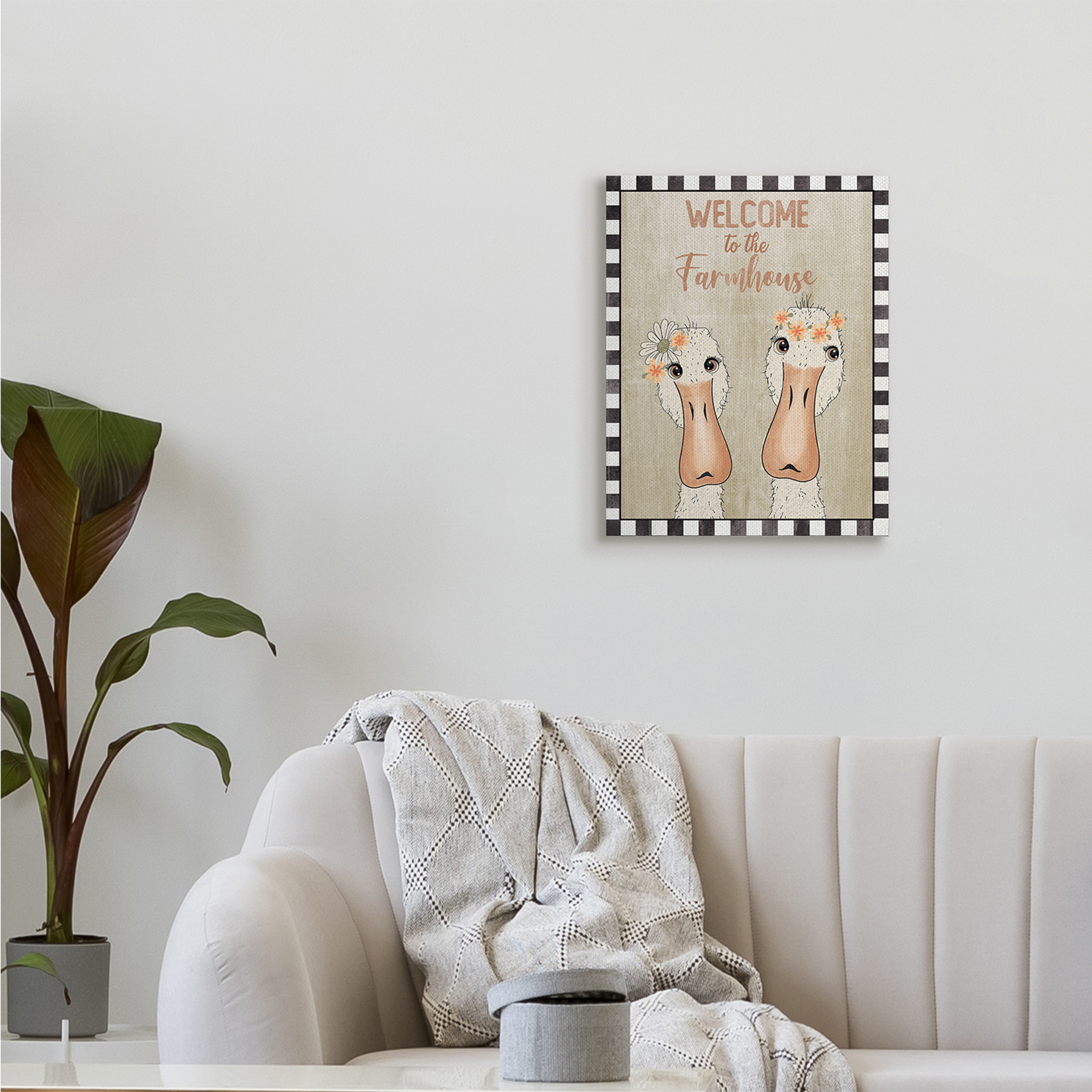 Stupell Industries Welcome to the Farmhouse Phrase Whimsical Country Geese,16 x 20,Designed by Andrea Jasid Grassi