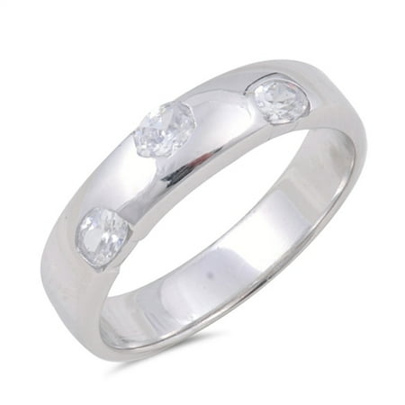Sterling Silver Women's Flawless Colorless Cubic Zirconia Sparkle Wedding Ring (Sizes 6-9) (Ring Size 6)