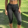 thumbnail image 6 of Karymi Jean Shorts Womens Dot Print High Waist Split Hem Capri Leggings, Stretch Slim Fit Knee Length Cropped Yoga Pants, Seamless Bodycon Athletic Trousers Jeans for Women, 6 of 7