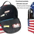thumbnail image 5 of Lsque America Flags3 Pattern Backpack – School Travel Canvas Daypack with Ergonomic Padded Straps, Multiple Compartments & Leather Handle, 5 of 5