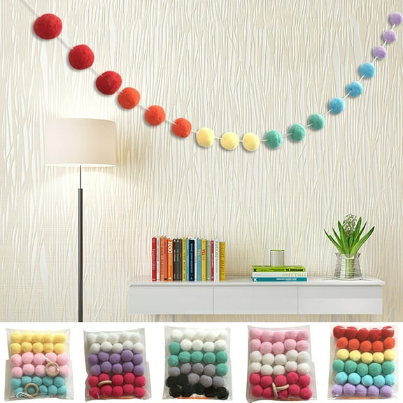 Dream Lifestyle Felt Ball 30 Balls Garland Pom Pom Garland Easter Thanksgiving Christmas Felt Ball Garland 2M