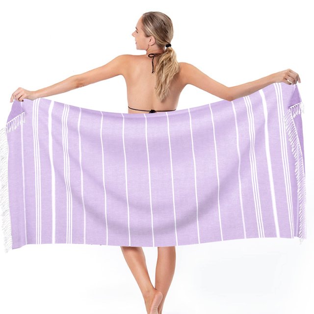 Toalla de playa suave americana, toalla de piscina de secado rápido de microfibra a rayas, toalla de baño absorbente suave de gran tamaño sin arena, verde salvia para adultos